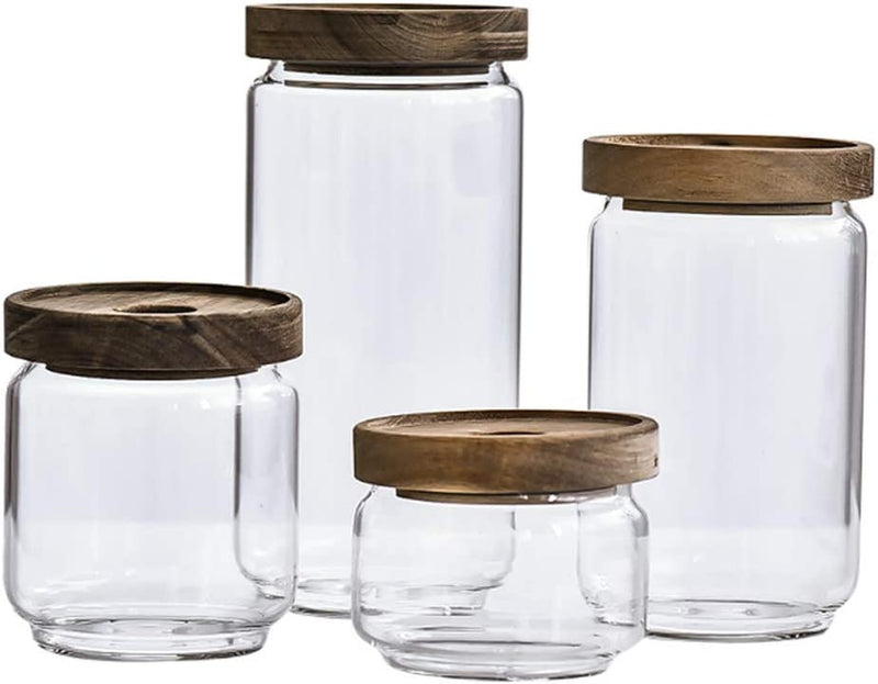Glass Food Storage Jar 750Ml/25Oz Clear Glass Canister with Airtight Seal Acacia Wood Lids Kitchen Food Storage Container for Coffee Bean Loose Tea Spice Bottle Sugar Cookies Nuts Snack Candy Jar Home & Garden > Decor > Decorative Jars vipolish   