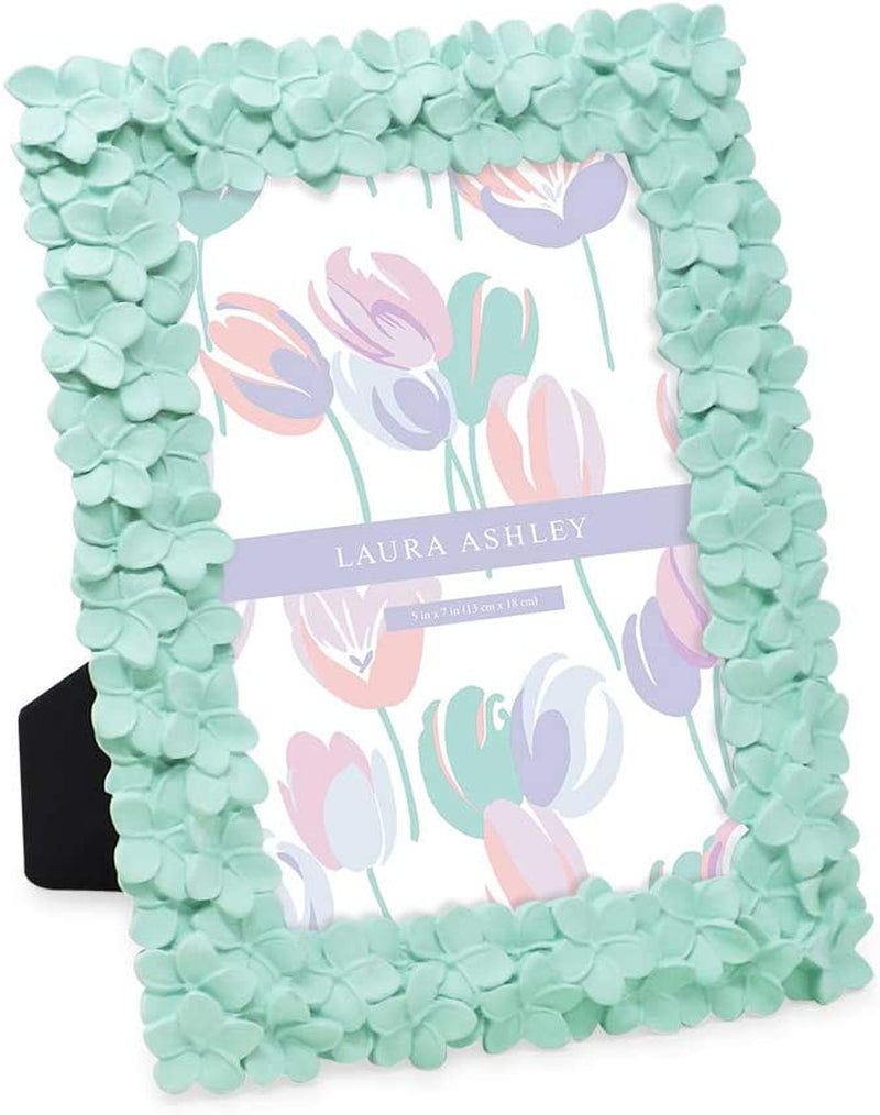 Laura Ashley 4X6 Pink Flower Textured Hand-Crafted Resin Picture Frame with Easel & Hook for Tabletop & Wall Display, Decorative Floral Design Home Décor, Photo Gallery, Art, More (4X6, Pink) Home & Garden > Decor > Picture Frames Laura Ashley Mint Green 5x7 