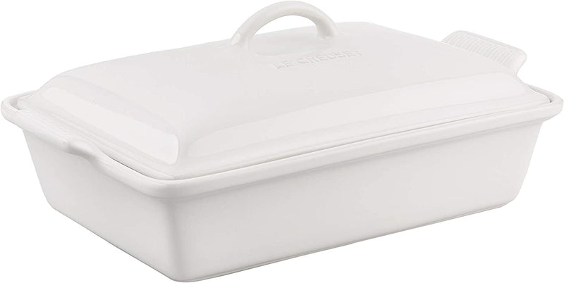 Le Creuset Stoneware Heritage Covered Rectangular Casserole, 4 Qt. (12" X 9"), Cerise Home & Garden > Kitchen & Dining > Cookware & Bakeware Le Creuset of America White  