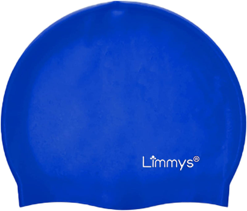 Limmys Kids Swimming Cap - 100% Silicone Kids Swim Caps for Boys and Girls - Premium Quality, Stretchable and Comfortable Swimming Hats Kids- Available in Different Attractive Colours Sporting Goods > Outdoor Recreation > Boating & Water Sports > Swimming > Swim Caps SL2 Group Ltd Blue  
