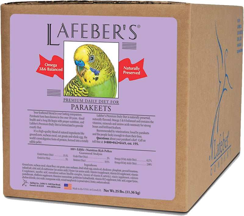LAFEBER'S Premium Daily Diet Pellets Pet Bird Food, Made with Non-Gmo and Human-Grade Ingredients, for Parakeets (Budgies), 25 Lb Animals & Pet Supplies > Pet Supplies > Bird Supplies > Bird Food Lafeber Company Classic 25 Pound (Pack of 1) 