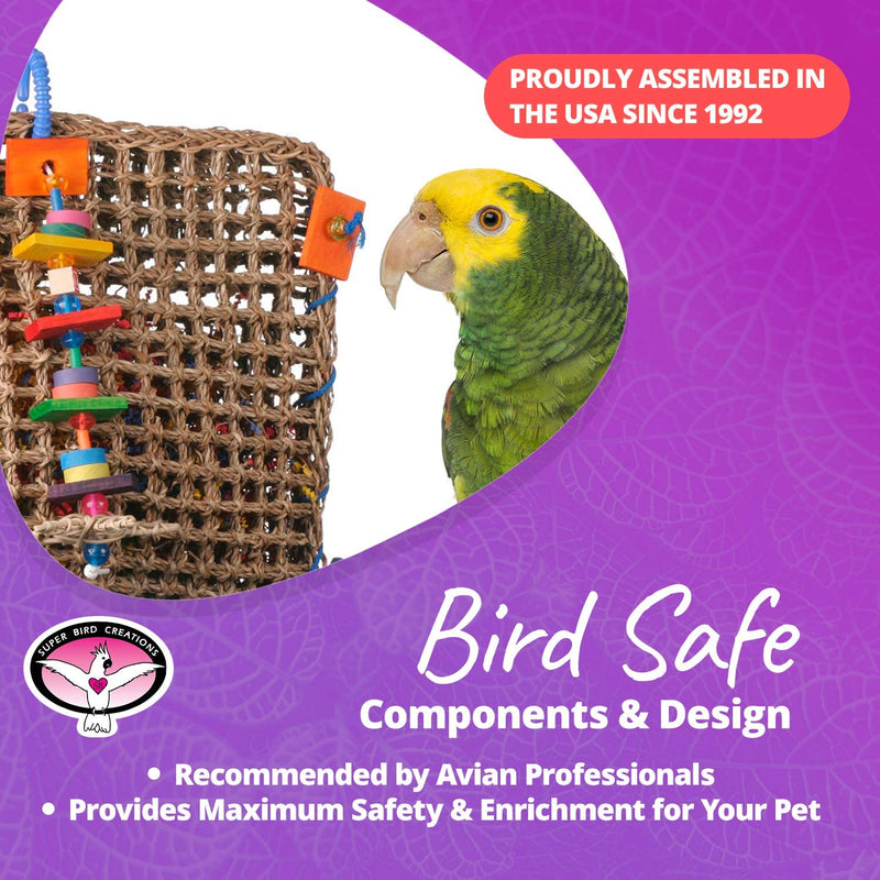 Super Bird Creations SB707 Seagrass Foraging Pouch Bird Toy, Large Bird Size, 14” X 8” X 13”