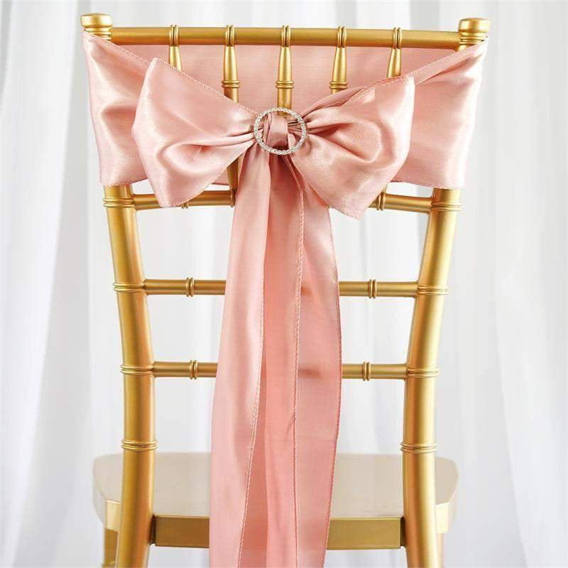 Efavormart 25Pcs Gold SATIN Chair Sashes Tie Bows for Wedding Events Decor Chair Bow Sash Party Decoration Supplies 6 X106" Arts & Entertainment > Party & Celebration > Party Supplies Efavormart.com Dusty Rose  