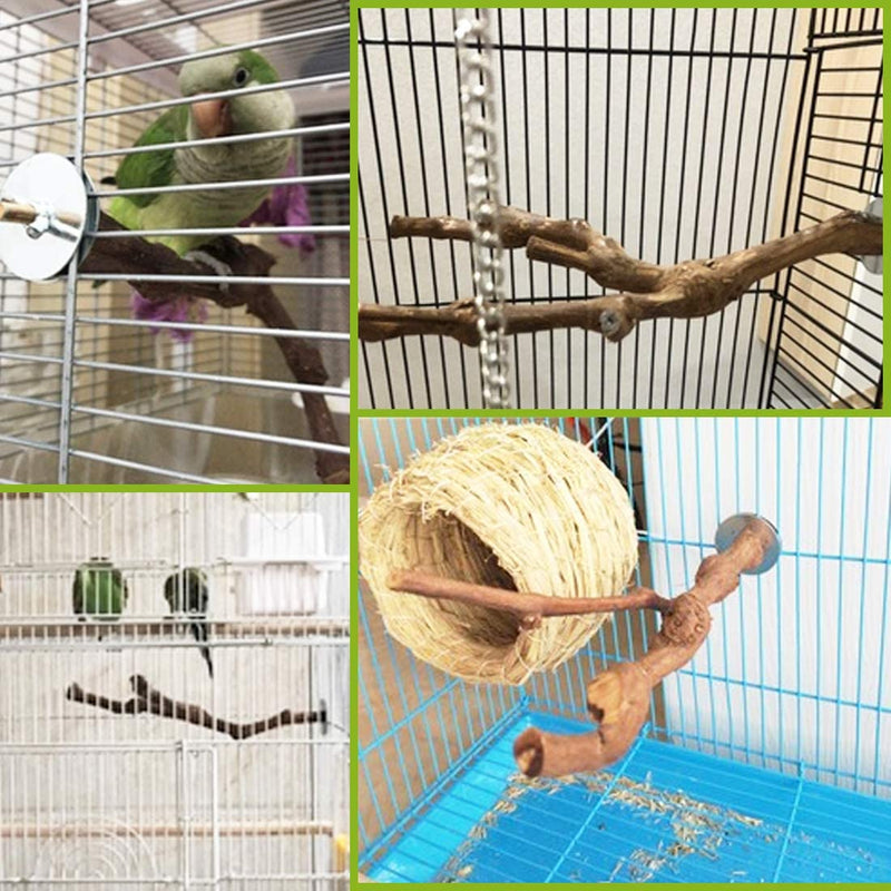 PINVNBY Parrot Perches Natural Birds Stand Wild Grape Stick Grinding Paw Climbing Wood Cage Accessories and Toy for Parakeet, Lovebirds,Budgies,Cockatiels and Finches