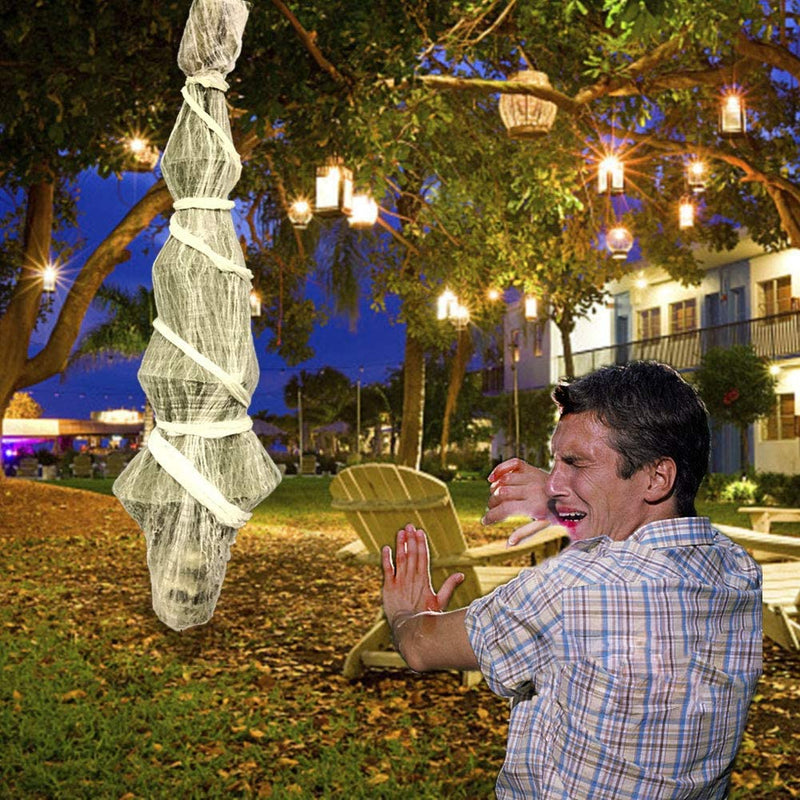 Halloween Decorations Outdoor - 70 Inch Hanging Corpses Props Scary Skeleton Body inside Spider Web Halloween Yard Indoor & Outdoor Decor Halloween Party Favors Haunted House Decorations  ESSENSON   