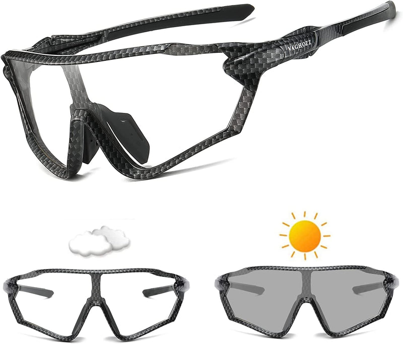 VAGHOZZ Photochromic Cycling Sunglasses for Men Women Unisex UV Protection Eyewear Shades for Driving Fishing Outdoor Running Sporting Goods > Outdoor Recreation > Cycling > Cycling Apparel & Accessories VAGHOZZ Dp8  