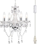 Plug in Chandelier White Chandelier Small Crystal Chandelier 4 Light Bedroom Chandeliers Home & Garden > Lighting > Lighting Fixtures > Chandeliers Alighting Chrome  