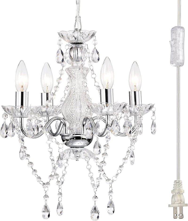 Plug in Chandelier White Chandelier Small Crystal Chandelier 4 Light Bedroom Chandeliers Home & Garden > Lighting > Lighting Fixtures > Chandeliers Alighting Chrome  