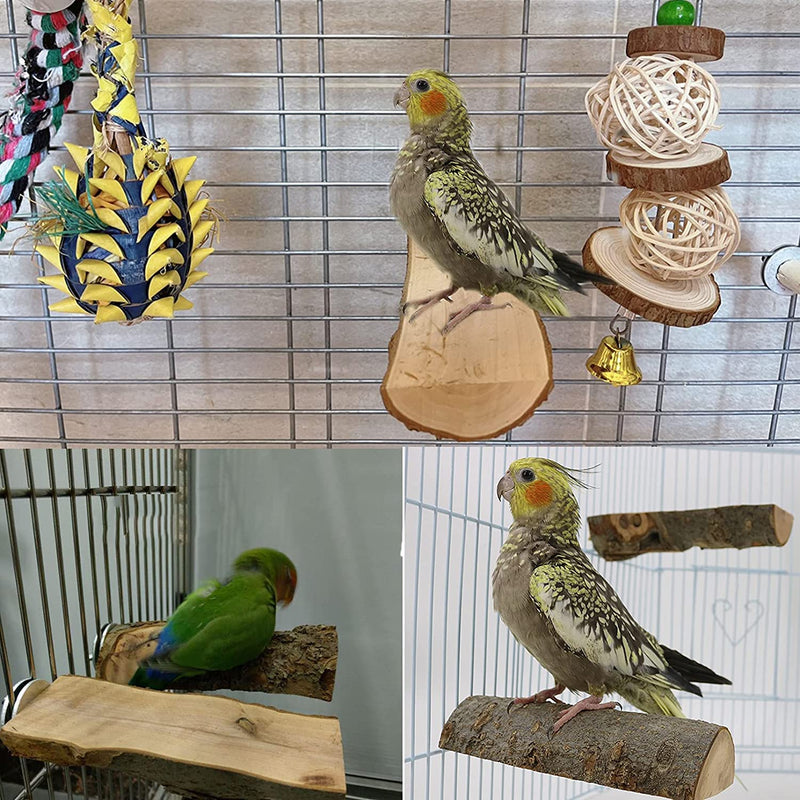 Tfwadmx Parrot Perch for Cage, 2 Pack Bird Stand Platform Natural Wood Playground Cage Accessories for Parakeet Cockatiel Lovebird Finches Conure Budgie Animals & Pet Supplies > Pet Supplies > Bird Supplies Tfwadmx   