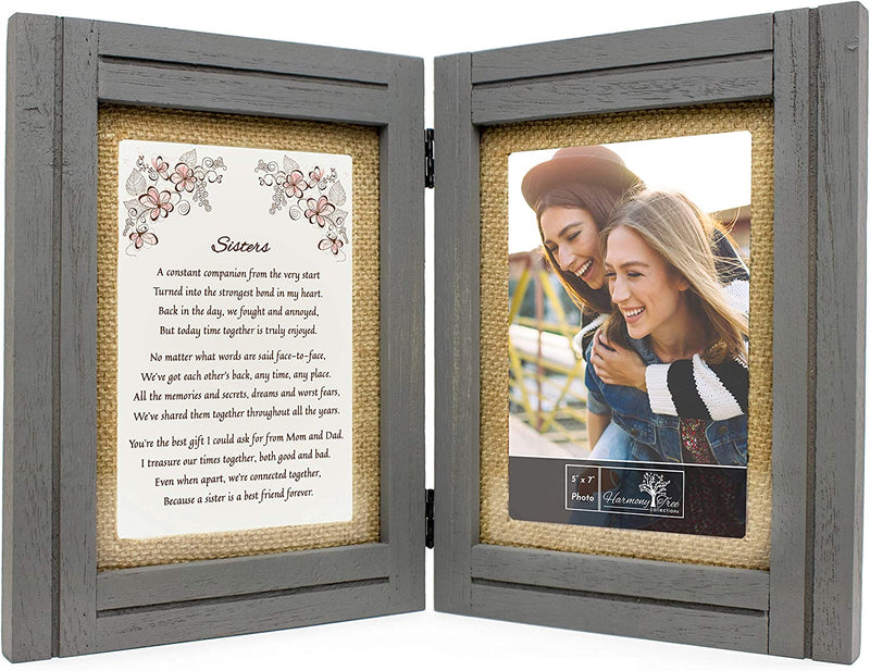 Sisters Gifts from Sister - 5X7 Picture Frame and "Sisters" Poem - Birthday, Valentines Day, Wedding, Christmas, Long Distance, Mothers Day, Maid of Honor, Best Friend Home & Garden > Decor > Picture Frames Harmony Tree Collections GRAY  