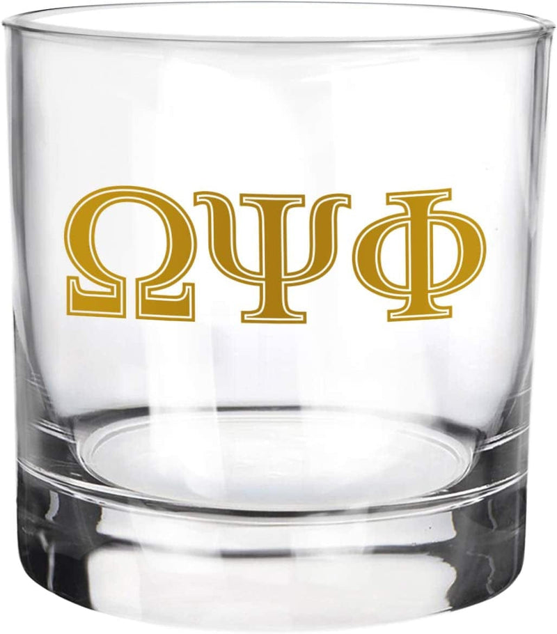 Bbgreek Omega Psi Phi Fraternity Paraphernalia - 11Oz Set of 2 Drinking Rocks Glasses - Sons of Blood and Thunder - Official Vendor