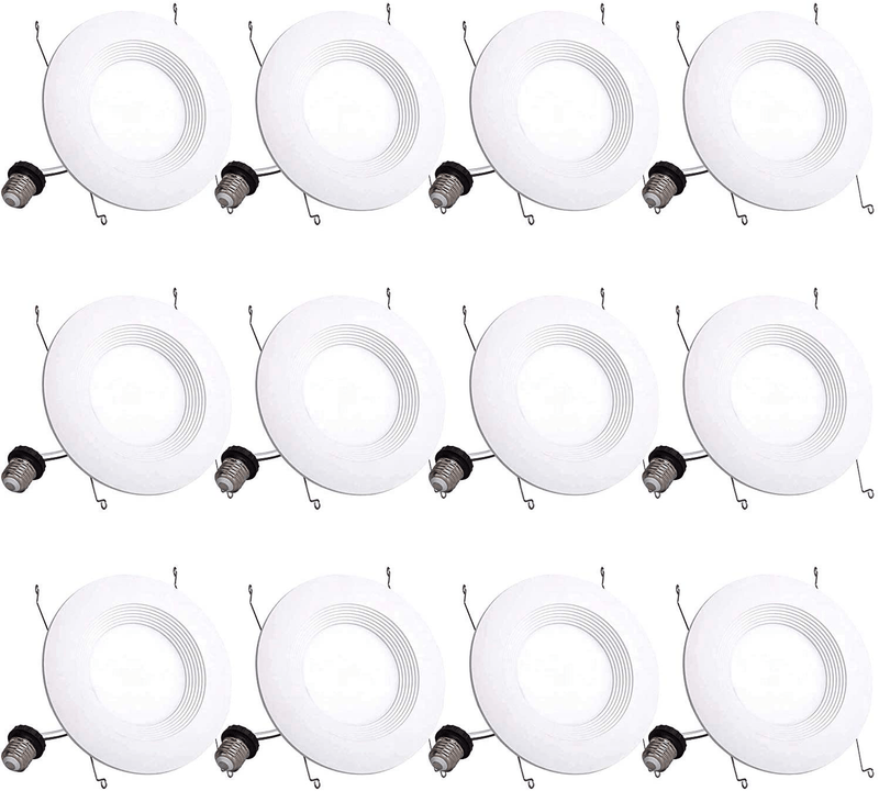 Bbounder Lighting 12 Pack 5/6 Inch LED Recessed Downlight, Baffle Trim, Dimmable, 12.5W=100W, 5000K Daylight, 950 LM, Damp Rated, Simple Retrofit Installation - UL No Flicker