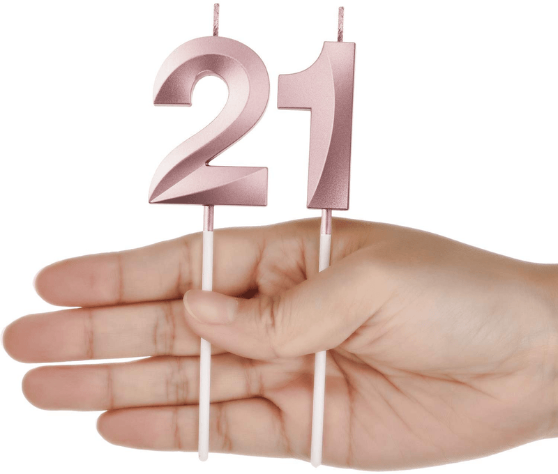 BBTO 21st Birthday Candles Cake Numeral Candles Happy Birthday Cake Topper Decoration for Birthday Party Wedding Anniversary Celebration Supplies (Rose Gold) Home & Garden > Decor > Home Fragrances > Candles BBTO   