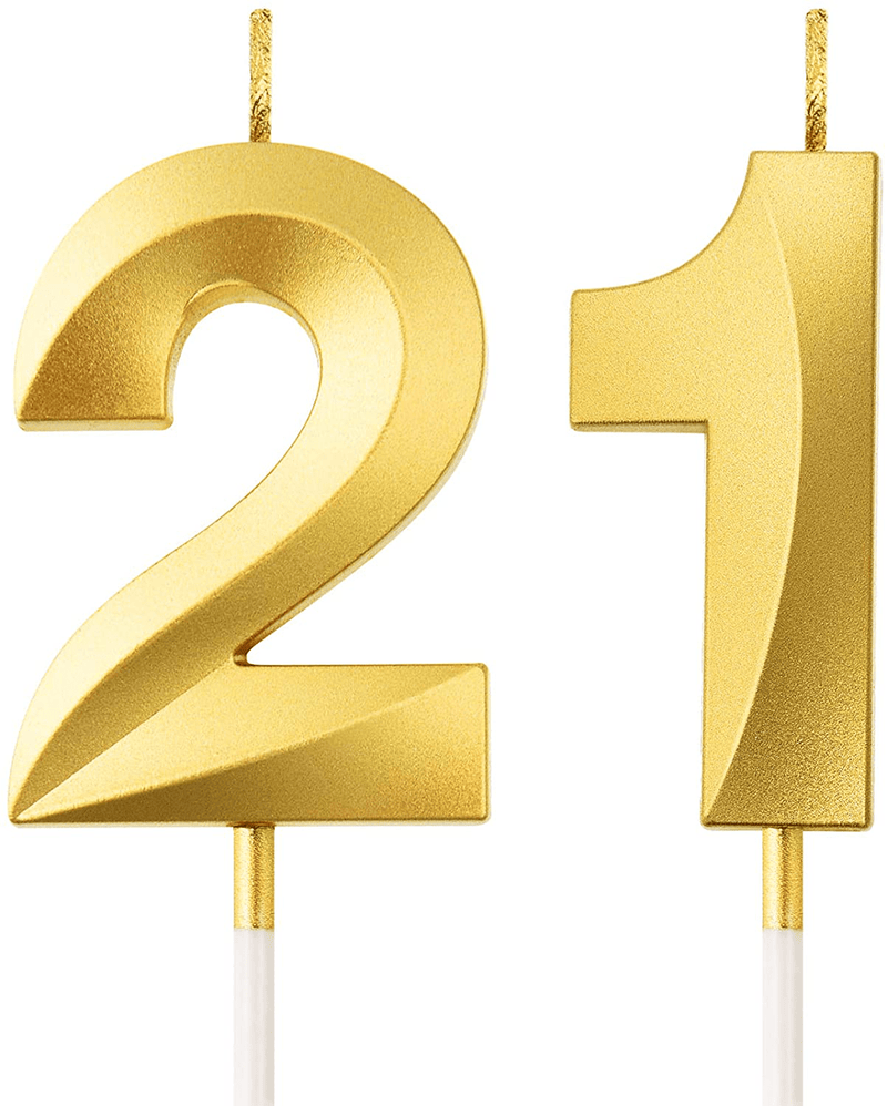 BBTO 21st Birthday Candles Cake Numeral Candles Happy Birthday Cake Topper Decoration for Birthday Party Wedding Anniversary Celebration Supplies (Rose Gold)