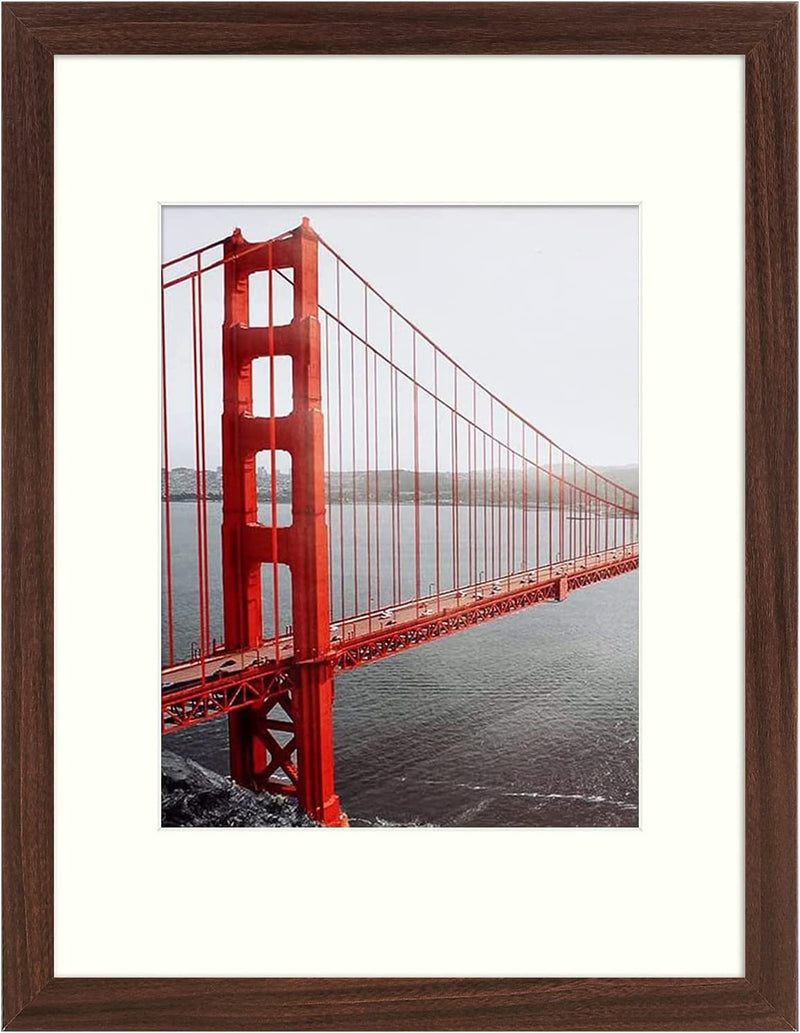 Frametory, 11X14 Picture Frame - Made to Display Pictures 8X10 with Mat or 11X14 without Mat - Wide Molding - Pre-Installed Wall Mounting Hardware (Black, 1 Pack) Home & Garden > Decor > Picture Frames Frametory Brown 12x16 