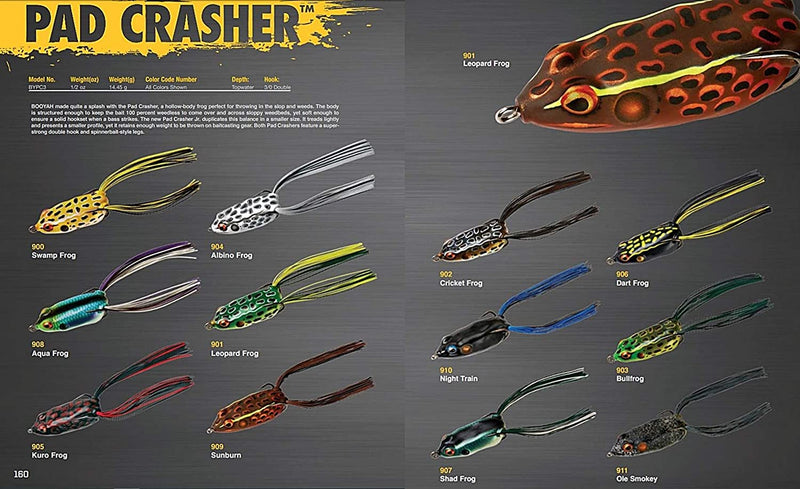 BOOYAH Pad Crasher Topwater Bass Fishing Hollow Body Frog Lure with Weedless Hooks Sporting Goods > Outdoor Recreation > Fishing > Fishing Tackle > Fishing Baits & Lures Pradco Outdoor Brands   