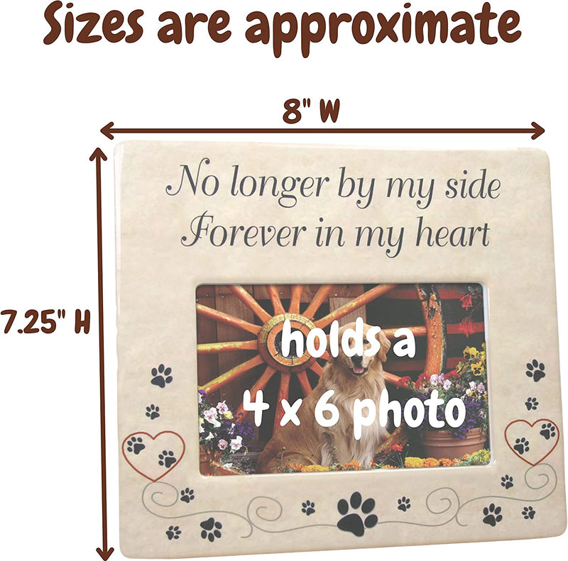 Pet Memorial Ceramic Picture Frame - No Longer by My Side Forever in My Heart - Pet Loss Gifts - Pet Photo Frame - Pet Sympathy Gift - in Memory of a Pet
