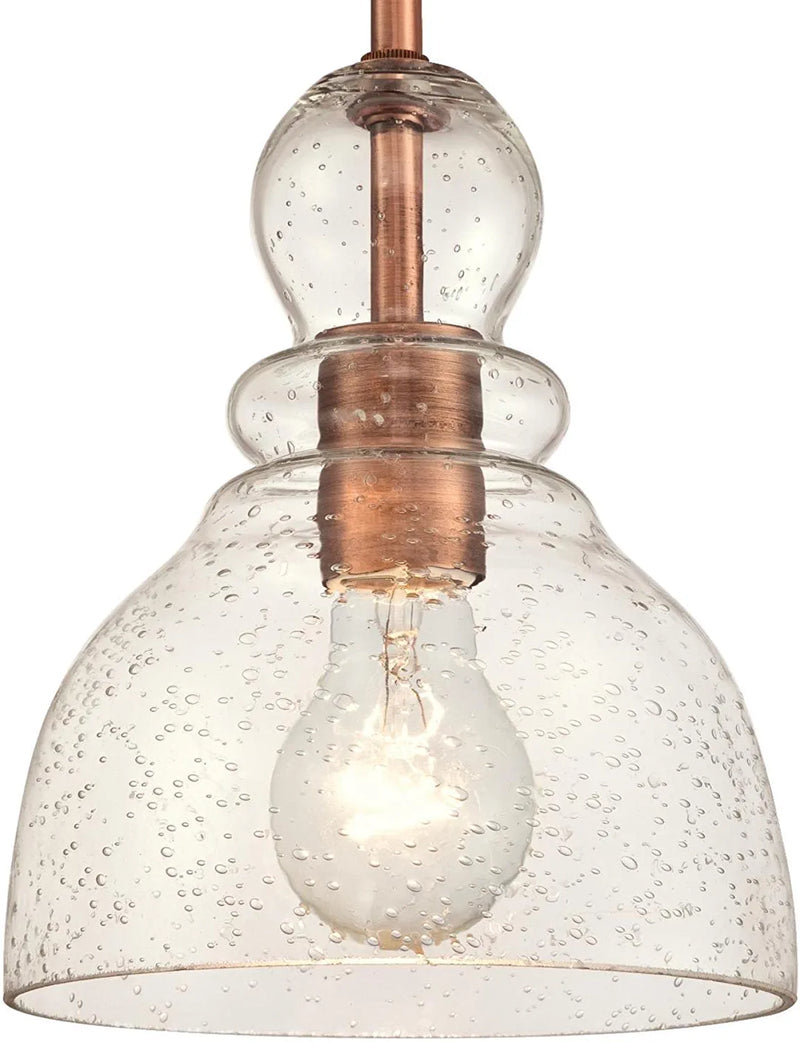 Westinghouse Lighting 6356400 Adjustable Indoor Mini-Pendant Light, Washed Copper Finish with Handblown Clear Seeded Glass Home & Garden > Lighting > Lighting Fixtures Westinghouse Lighting   