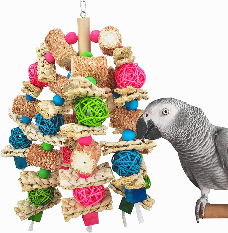 Viuvoiul Bird Toys, Parrot Toys Made of Natural Corn Cobs, Corn Husk Rattan Balls, Suitable for African Gray Parrots, Small and Medium-Sized Macaws, Parrots, Medium-Sized Parrot Cages Animals & Pet Supplies > Pet Supplies > Bird Supplies > Bird Toys Viuvoiul Corn Skewers  