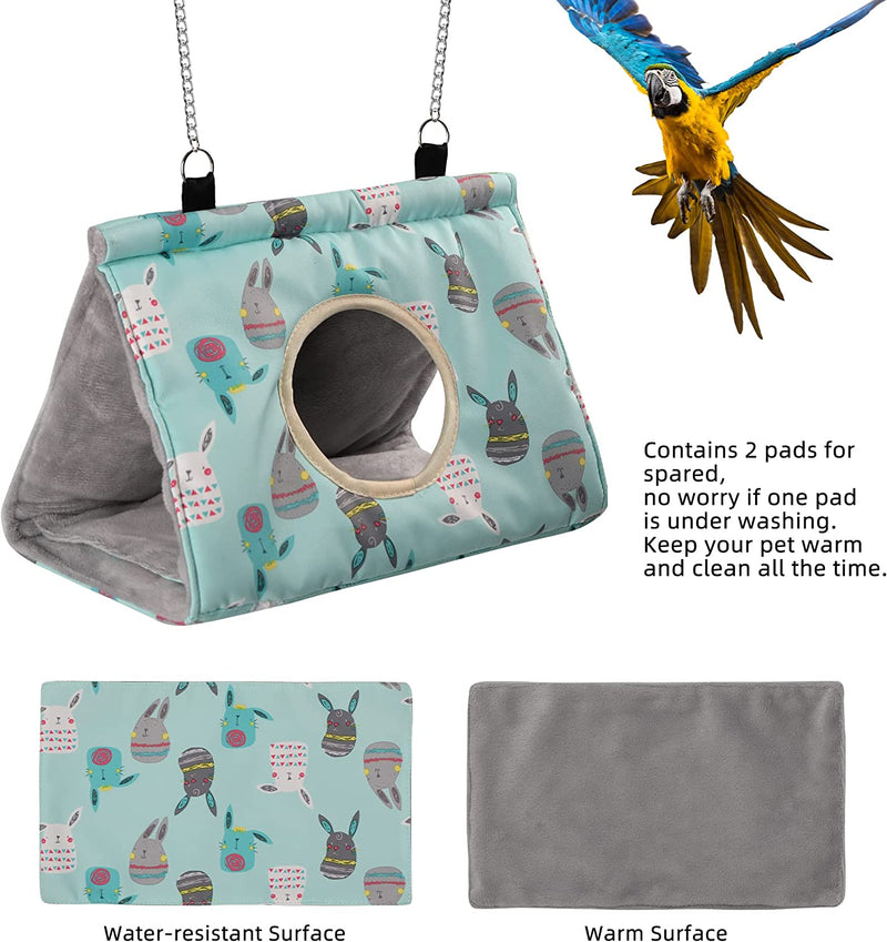 Zeinlenx Bird Nest House Parakeet Cage,Waterproof Hanging Hammock Budgie Toys Bed for Small Medium Cockatiel（Mint Green M-6.3×10.6×7.5Inch (M) Animals & Pet Supplies > Pet Supplies > Bird Supplies > Bird Toys Zeinlenx   
