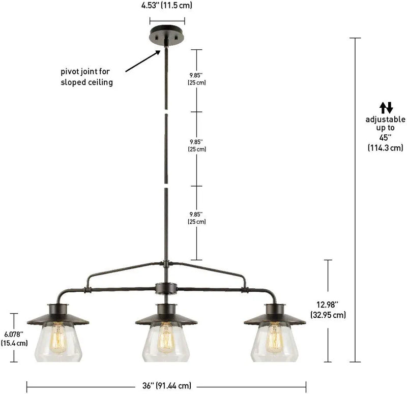 Globe Electric 64845 Nate 3-Light Pendant, Oil Rubbed Bronze, Clear Glass Shades Home & Garden > Lighting > Lighting Fixtures Globe Electric   