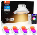 Lumary Integrated Smart Recessed Lighting 6 Inch with Junction Box 13W 1100LM Canless Wifi Downlight with BT Remote RGBCW Color Changing APP Dimmable Wafer Light Work with Alexa/Google Assistant, 4PCS Home & Garden > Lighting > Flood & Spot Lights Lumary 6 Inch-4 Pack  