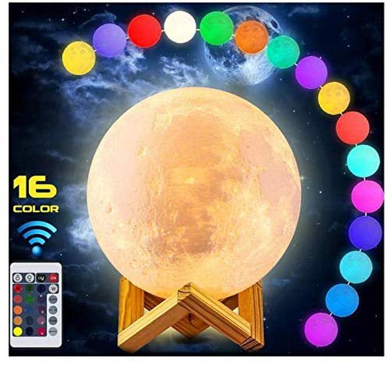 Moon Lamp, 16 Colors 5.9 Inch 3D Print LED Galaxy Moon Light Dimmable Remote Touch Tap Control& USB Rechargeable, Night Lights for Kids Lover Friends Valentine'S Day Birthday Christmas Gifts