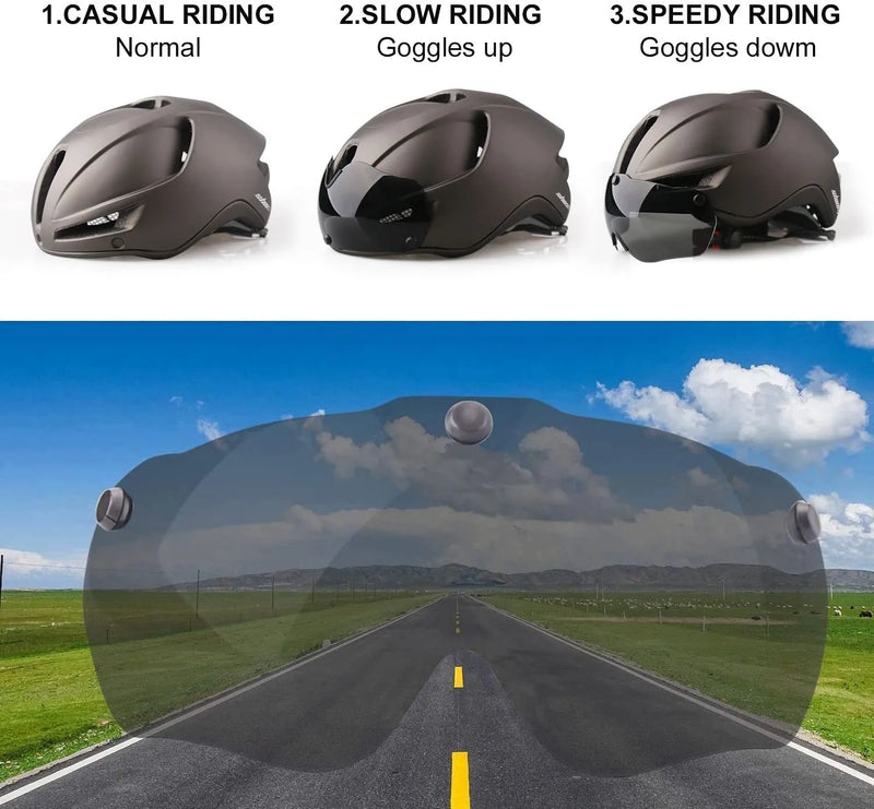 Shinmax Adult Bike Helmet,Bicycle Helmet with Removable Magnetic Goggles & USB Rechargeable Light Road Mountain Bike Helmet Adjustable Size Ultralight Cycling Helmet Men Women SM-T88 Sporting Goods > Outdoor Recreation > Cycling > Cycling Apparel & Accessories > Bicycle Helmets Shinmax   