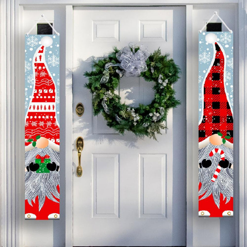 Outdoor Christmas Decorations - Gnomes Porch Sign Banners Hanging Decorations - Xmas Holiday Decor for outside Indoor Yard Home Front Door Garage Wall
