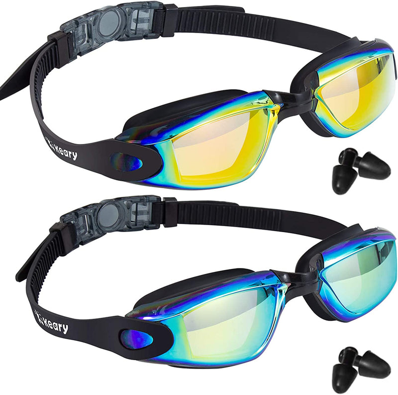 Keary 2 Pack Anti-Fog Swim Goggles for Adult Youth, Anti-Uv Waterproof Triathlon Pool Goggles with 3 Nose Pieces Sporting Goods > Outdoor Recreation > Boating & Water Sports > Swimming > Swim Goggles & Masks Keary Z-aqua/Yellow(2 Pack)  