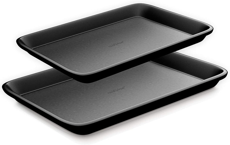 Nutrichef Non-Stick Cookie Sheet Baking Pans - 2-Pc. Professional Quality Kitchen Cooking Non-Stick Bake Trays, Blue Diamond, One Size (NC2TRBU.5) Home & Garden > Kitchen & Dining > Cookware & Bakeware NutriChef Black  