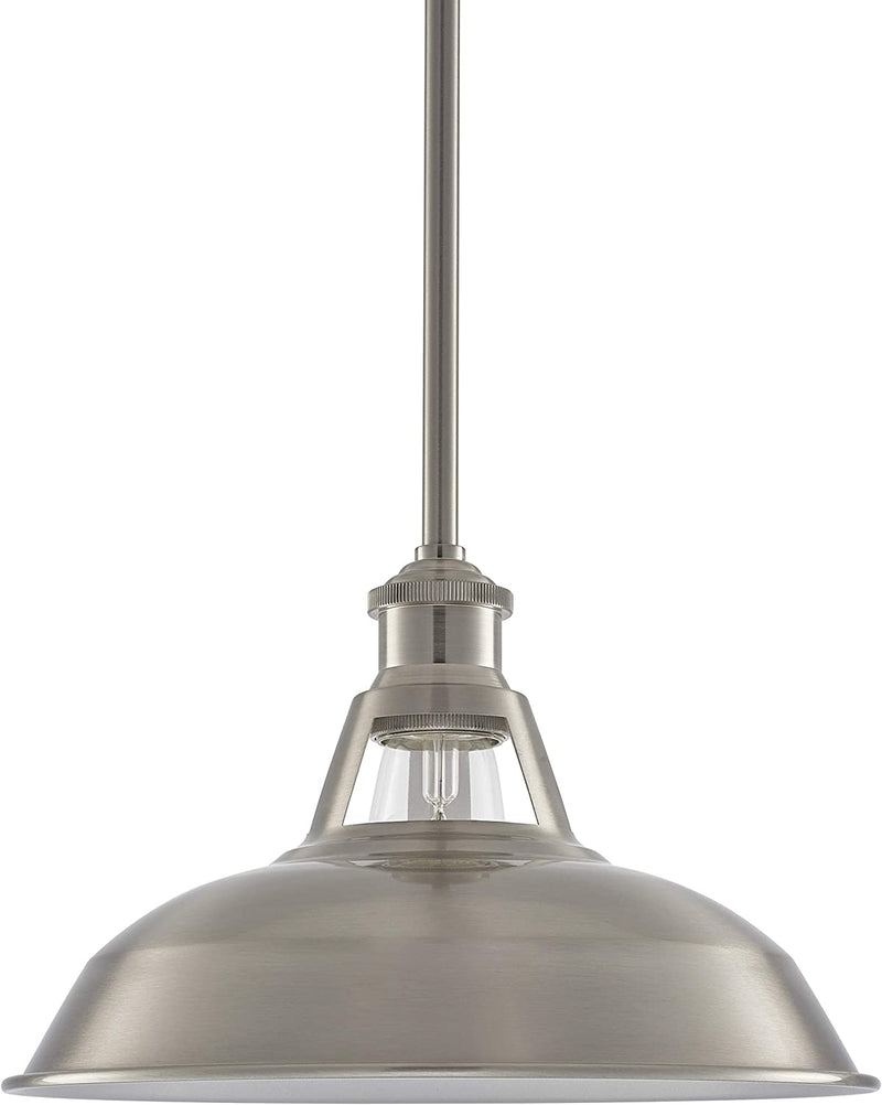 Olivera 10.5 Inch Metal Pendant Light | Brushed Nickel Pendant Lighting for Kitchen Island with LED Bulb LL-P833-1BN Home & Garden > Lighting > Lighting Fixtures Linea di Liara Brushed Nickel 10.5" dia 