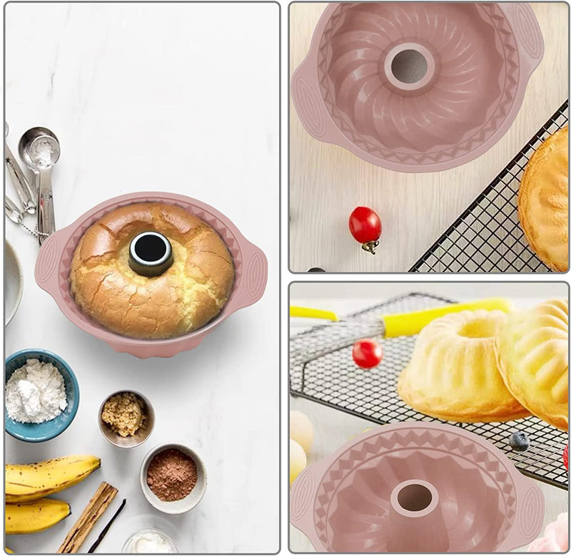 Silicone Bakeware Set Nonstick Baking Pans Cake Molds Set for Baking, Including Cookies Baking Sheet, 6 Cup Muffin Pan, Cake Pan, Bread Pan, Pizza Pan（5 Pcs ）
