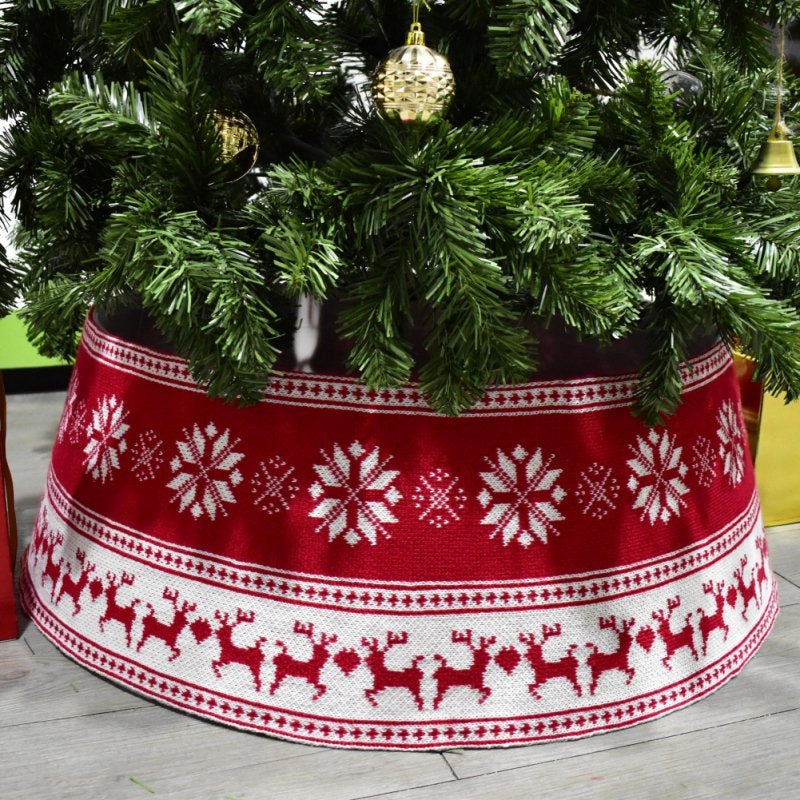 Christmas Tree Skirt PVC Base Diameter 30-Inch Snowflake Elk Knitting Tree Collar Xmas Party Home Decoration Home & Garden > Decor > Seasonal & Holiday Decorations > Christmas Tree Skirts Alphatouch   