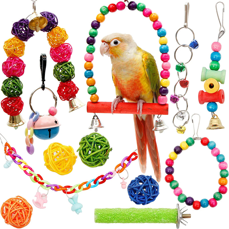 Youngever 12 Packs Bird Swing Toy, Parrot Toys Hanging Bell, Bird Cage Toys for Parrots, Finches, Macaws, Cockatiels Animals & Pet Supplies > Pet Supplies > Bird Supplies > Bird Toys Youngever   