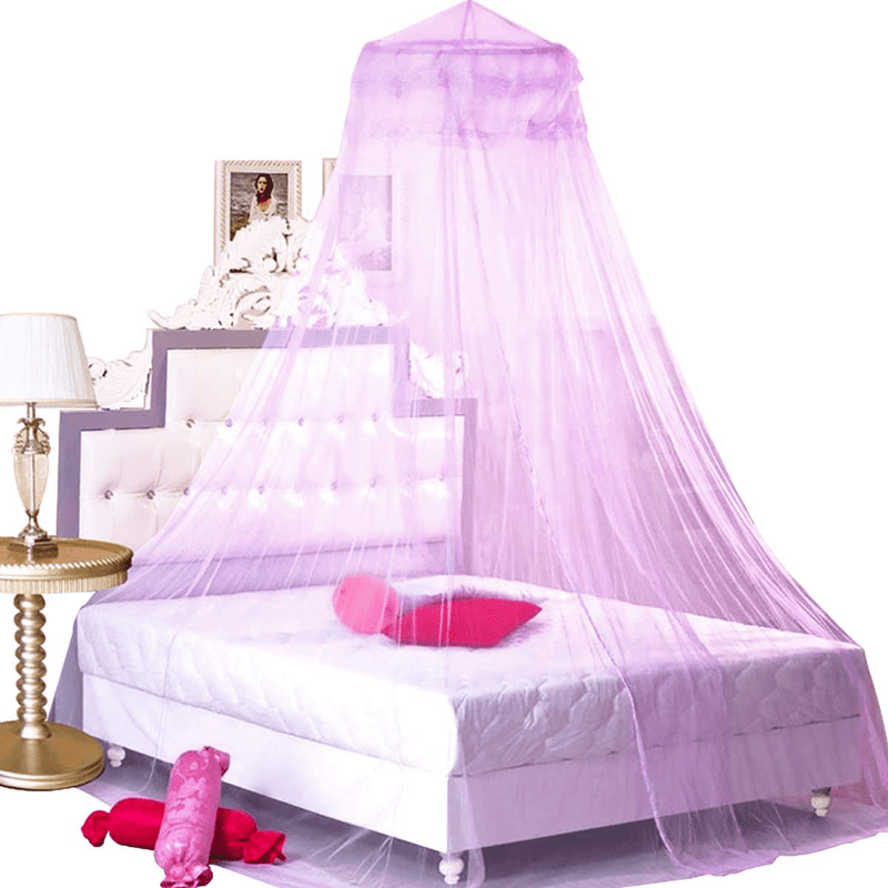 Bcbyou Pink Princess Bed Canopy Netting Mosquito Net round Lace Dome for Twin Full and Queen Size Beds Crib with Jumbo Swag Hook Sporting Goods > Outdoor Recreation > Camping & Hiking > Mosquito Nets & Insect Screens BCBYou Purple  