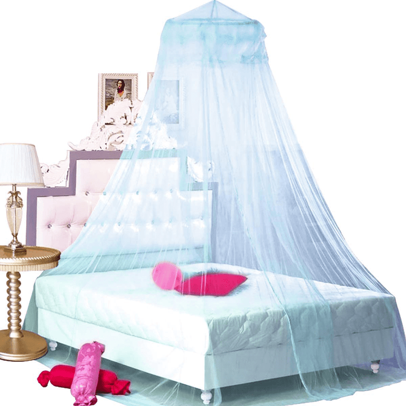 Bcbyou Pink Princess Bed Canopy Netting Mosquito Net round Lace Dome for Twin Full and Queen Size Beds Crib with Jumbo Swag Hook Sporting Goods > Outdoor Recreation > Camping & Hiking > Mosquito Nets & Insect Screens BCBYou Light Blue  