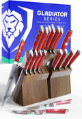 DALSTRONG Knife Set Block - 18-Pc Colossal Knife Set - Gladiator Series - German HC Steel - Acacia Wood Stand - White ABS Handles - NSF Certified Home & Garden > Kitchen & Dining > Kitchen Tools & Utensils > Kitchen Knives Dalstrong Crimson Red 18 Piece 
