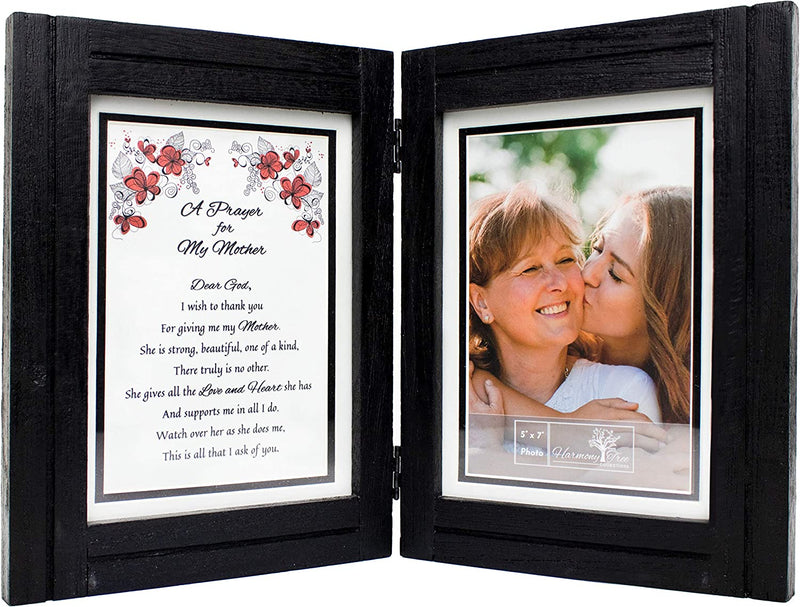 Gift for Mom from Daughter or Son - "My Mom, My Friend" Poem - Double 5X7 Hinged Picture Frame - Birthday, Mothers Day, Christmas, Valentines Day, Mother of the Bride, Mother of the Groom Home & Garden > Decor > Picture Frames Harmony Tree Collections Black_Prayer  