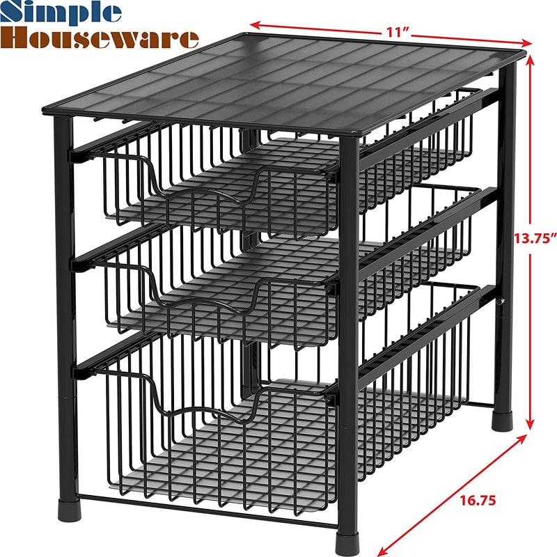 Simplehouseware Stackable 3 Tier Sliding Basket Organizer Drawer, Black Home & Garden > Household Supplies > Storage & Organization Simple Houseware   