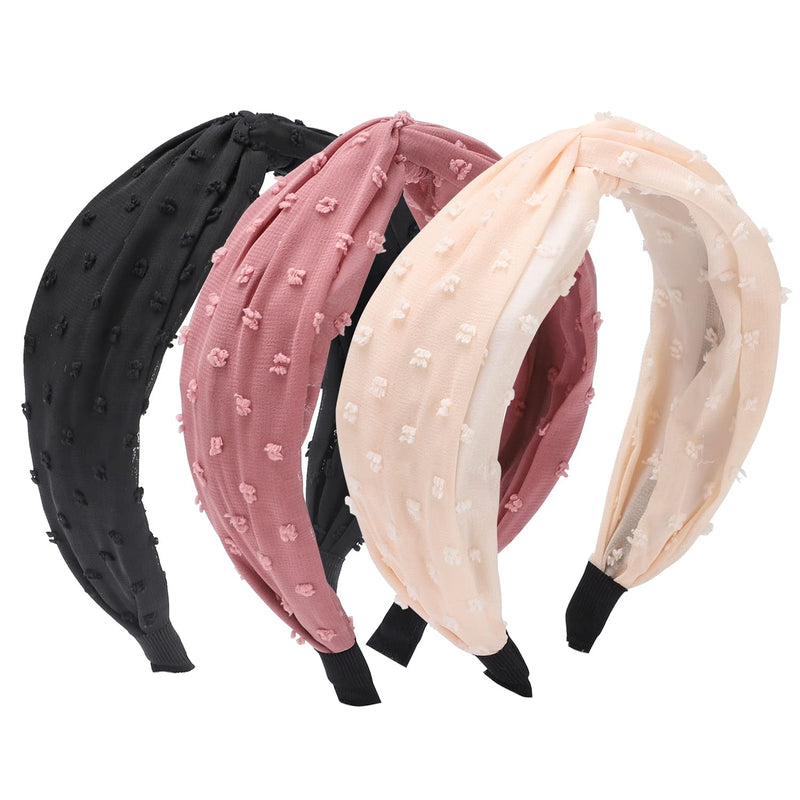 Etercycle 3 Pcs Pu Leather Knotted Headbands, Top Knot Pu Headband for Girls Women, Hair Accessories for Daily Wearing, Dating, Sports, Yoga (PU Lether Set) Sporting Goods > Outdoor Recreation > Winter Sports & Activities Etercycle Knot headband  