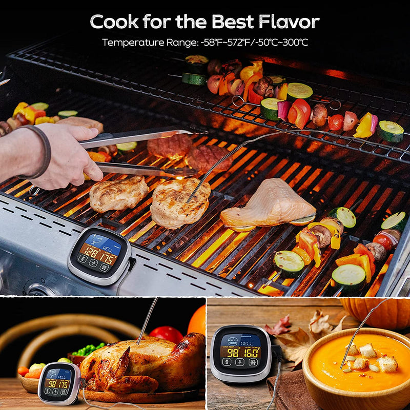 Digital Meat Thermometer for Cooking, 2022 Upgraded Touchscreen LCD Large Display Instant Read Food Thermometer with Backlight, Long Probe, Kitchen Timer, Cooking Thermometer for Bbq,Oven
