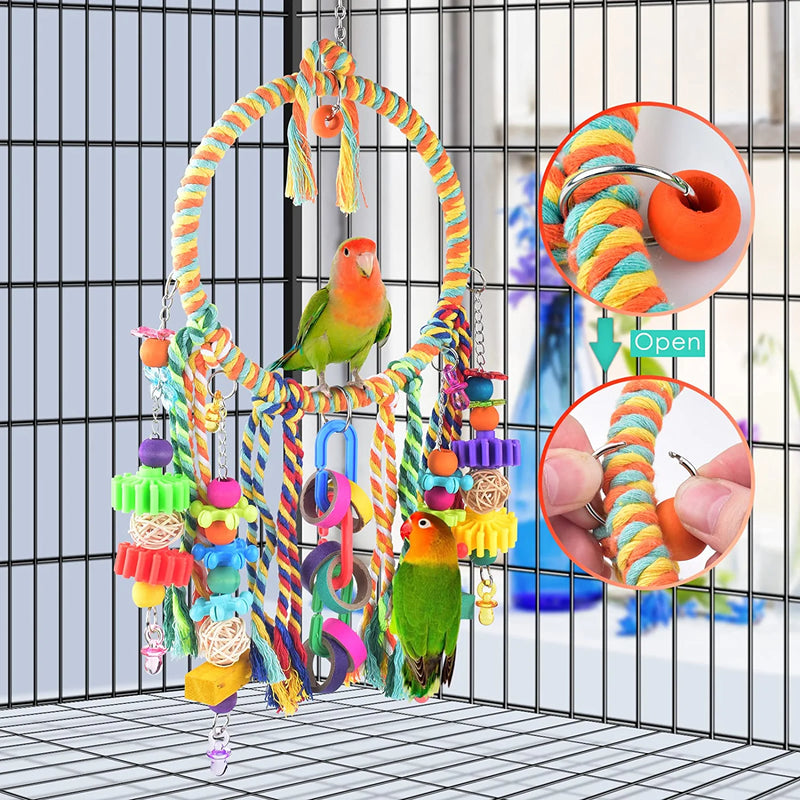 KATUMO Bird Toys, Bird Swing Toy Bird Perch with Colorful Chewing Toys, Suitable for Lovebirds, Finches, Parakeets, Budgerigars, Conure Ect Small Birds Animals & Pet Supplies > Pet Supplies > Bird Supplies > Bird Toys KATUMO   