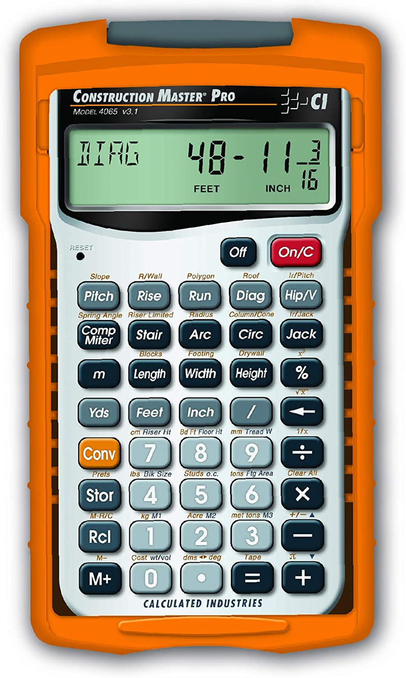 Calculated Industries 4065 Construction Master Pro Advanced Construction Math Feet-Inch-Fraction Calculator for Contractors, Estimators, Builders, Framers, Remodelers, Renovators and Carpenters Sporting Goods > Outdoor Recreation > Fishing > Fishing Rods Calculated Industries Handheld Calculator 