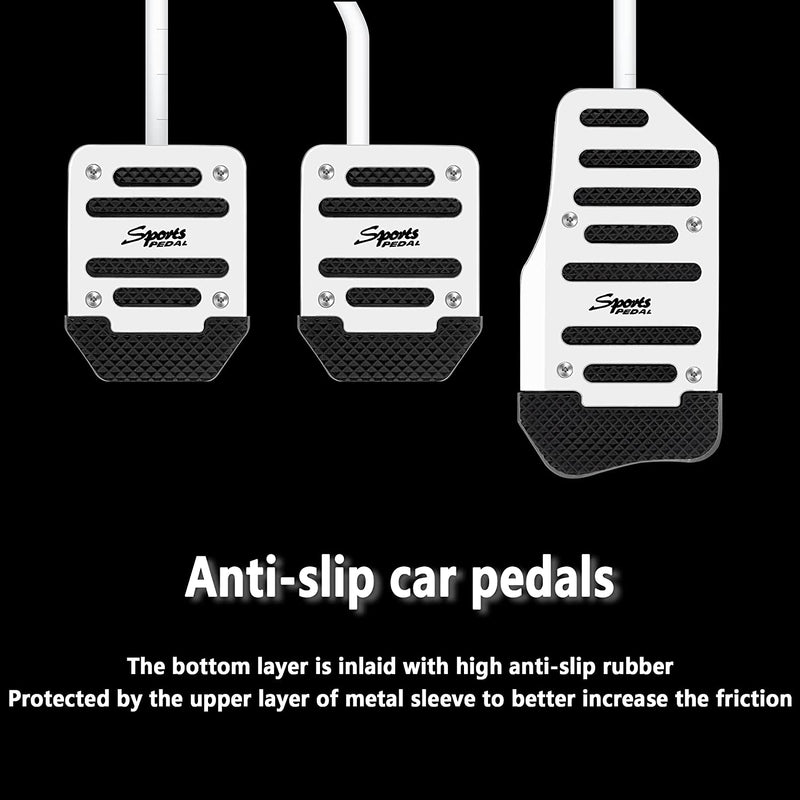 KIFIDAN 3PCS Nonslip Striped Car Pedal Pads Sports Gas Pedal Accessories Aluminum Alloy Pedal Car Replacement Accessories Universal for Car, SUV, ATV (Silver) Sporting Goods > Outdoor Recreation > Winter Sports & Activities KIFIDAN   