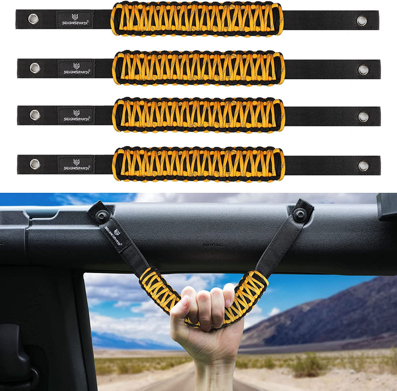 Seven Sparta 4 Pack Roll Bar Grab Handles Compatible with Ford Bronco 2021 2022 2/4 Door, Paracord Grip Handle, Bronco Interior Accessories (Not Fit Bronco Sport) Sporting Goods > Outdoor Recreation > Winter Sports & Activities LS-1103 Yellow  