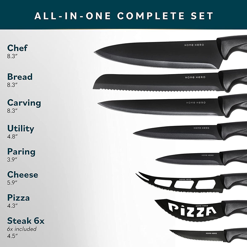 Home Hero Kitchen Knife Set - 17 Piece Chef Knife Set with Stainless Steel Knives Set for Kitchen with Accessories