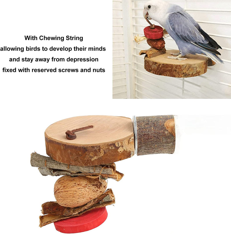 Qinlorgo Bird Cage Perch Platform, round Wooden Stand Platform Natural Nutritious Safe with Chewing String for Birds (S) Animals & Pet Supplies > Pet Supplies > Bird Supplies Qinlorgo   