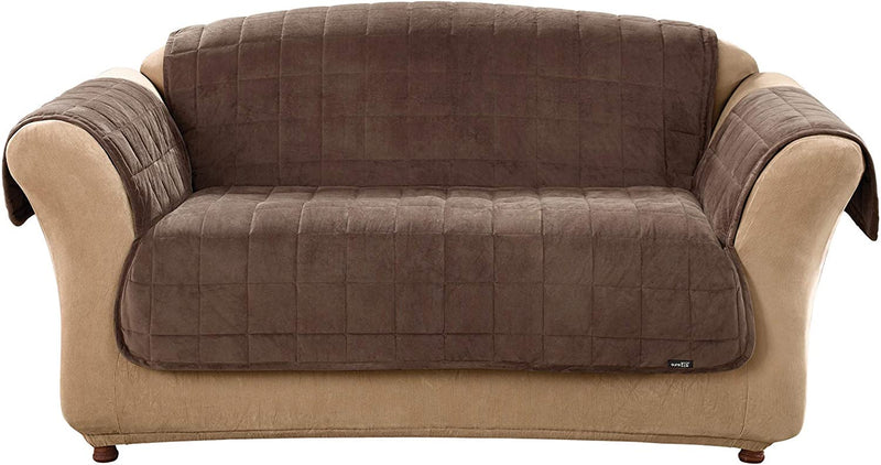 Surefit Deluxe Microban Sofa Furniture Cover, Quilted Velvet Polyester, Machine Washable, Ivory Home & Garden > Decor > Chair & Sofa Cushions SureFit Chocolate Loveseat 