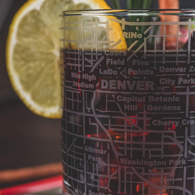 Greenline Goods Whiskey Glasses - 10 Oz Tumbler Gift Set for Denver Lovers, Etched with Denver Map | Old Fashioned Rocks Glass - Set of 2 Home & Garden > Kitchen & Dining > Barware Greenline Goods   